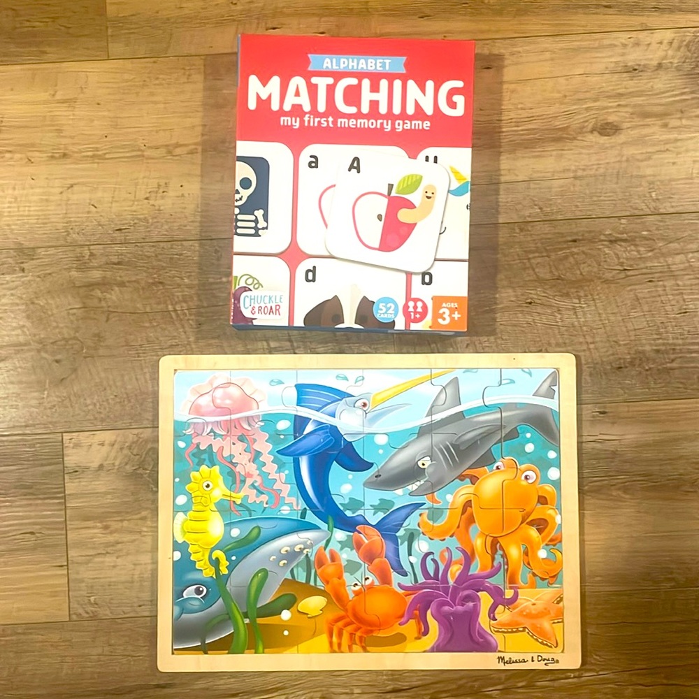 PRESCHOOL PUZZLE AND ALPHABET MATCHING GAME BUNDLE